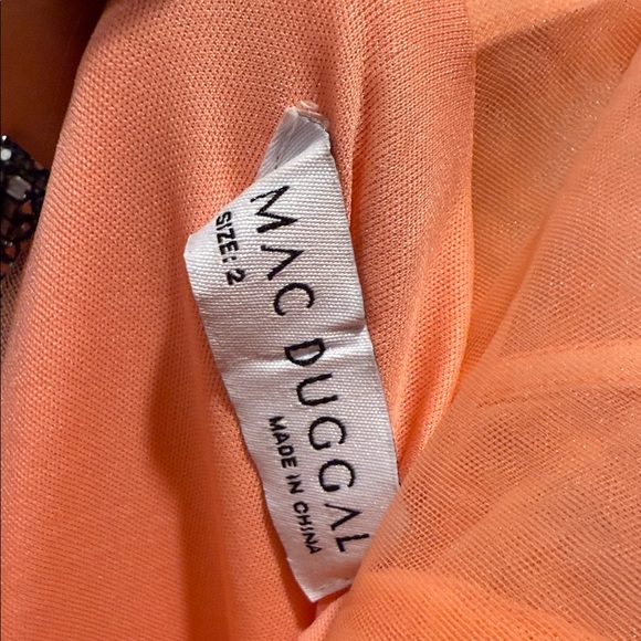 Mac Duggal Peach Strapless Tiered Tulle Gown - Picture 2 of 5